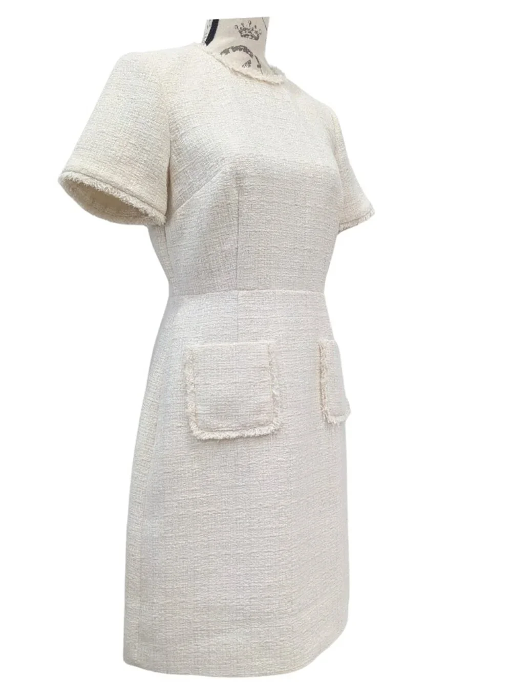 Brooks Brothers Tweed Sheath Dress Women 4 Ivory Metallic NWT